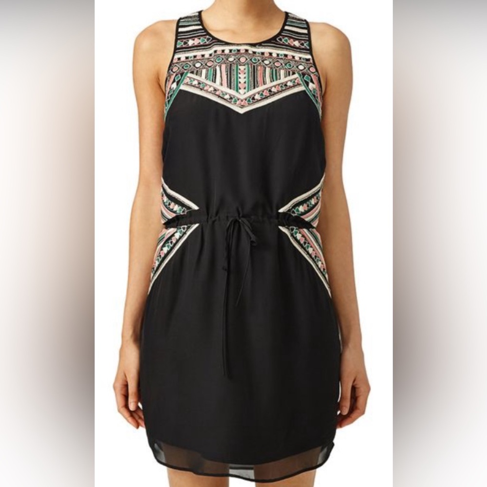 NWT Greylin Black Midi Dress Geometric pattern M